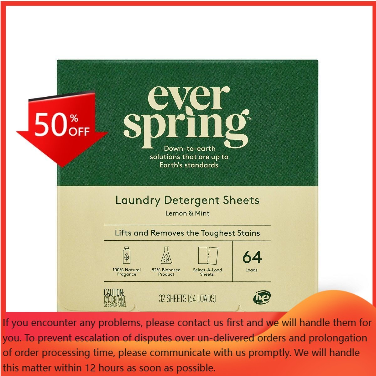 Lemon & Mint Laundry Detergent Sheets – 64 Loads – Everspring™