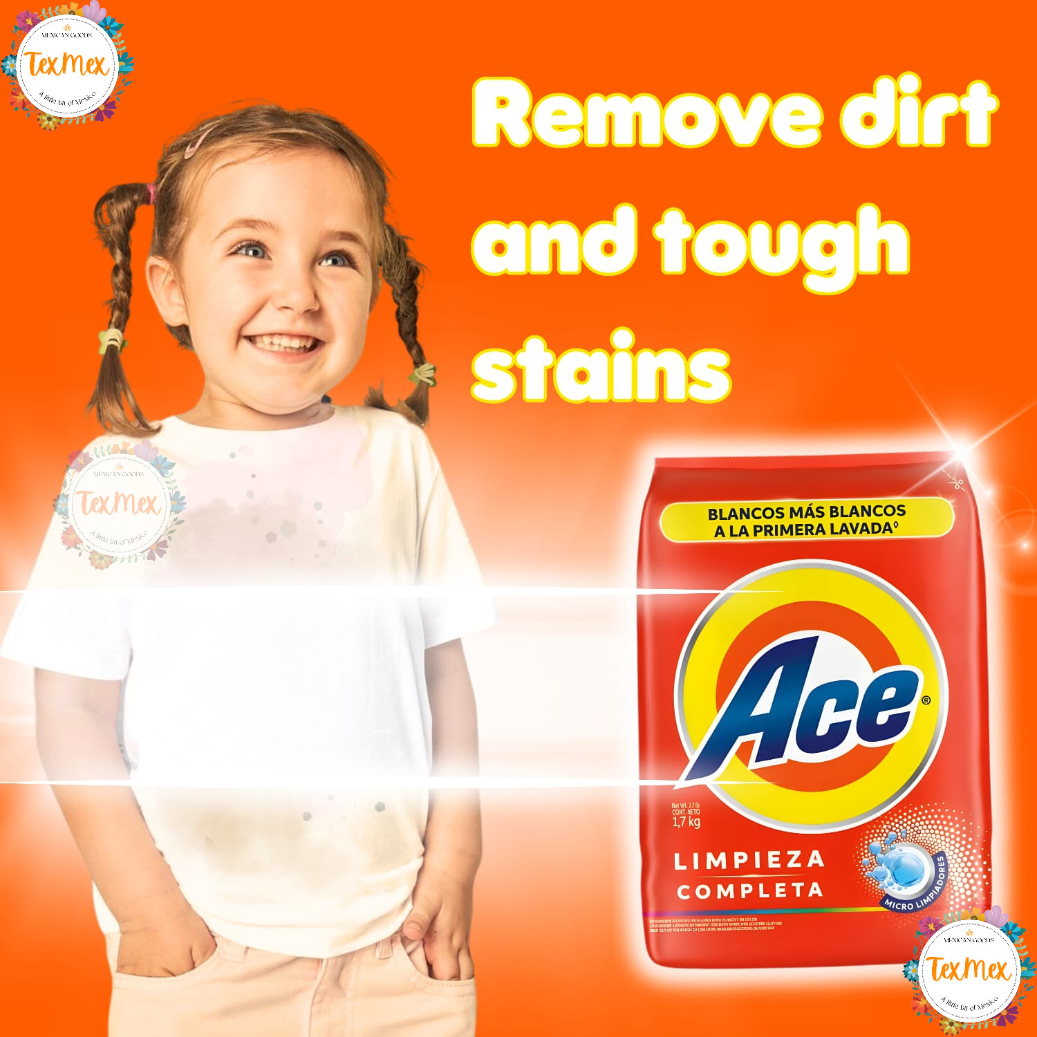 Ace Jabon en Polvo 1.72K Laundry Detergent Stain Remover Quitamanchas