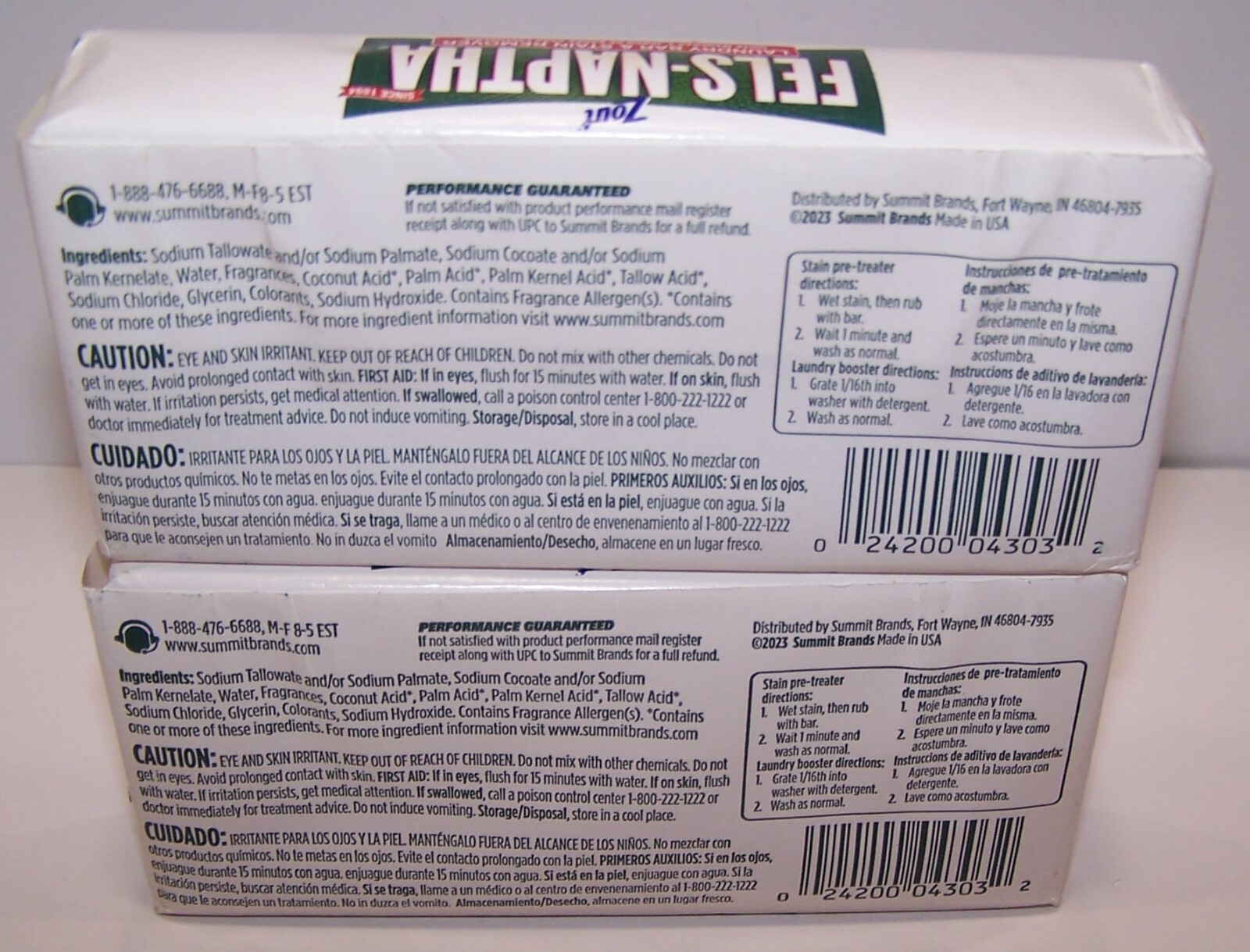 2 x ZOUT Fels Naptha Laundry Soap Bar & Stain Remover 5 oz (Each)