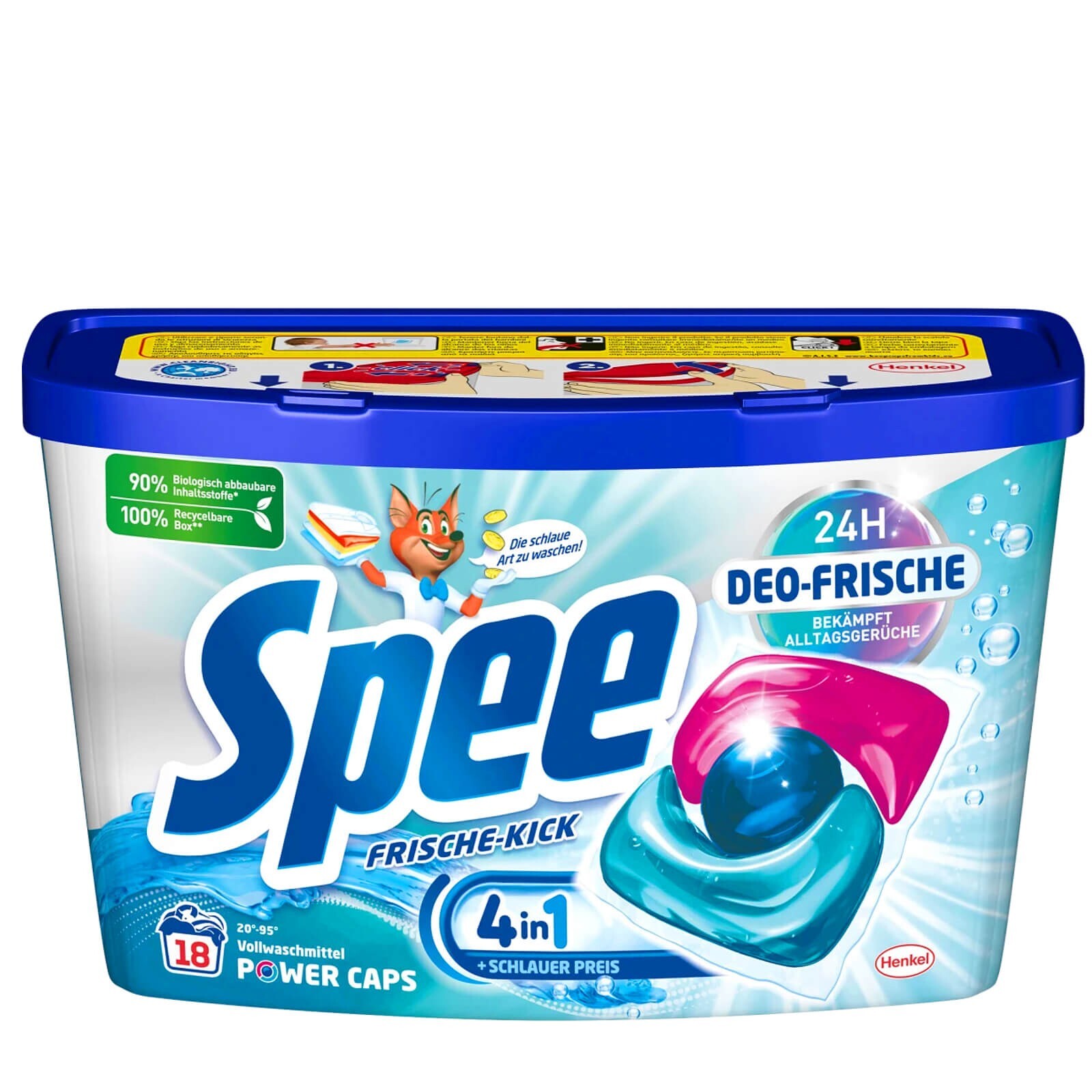 4X Spee 24H Deo Fresh Kick 4In1 Power Caps 18 WL Removes Odors 20 – 95°C