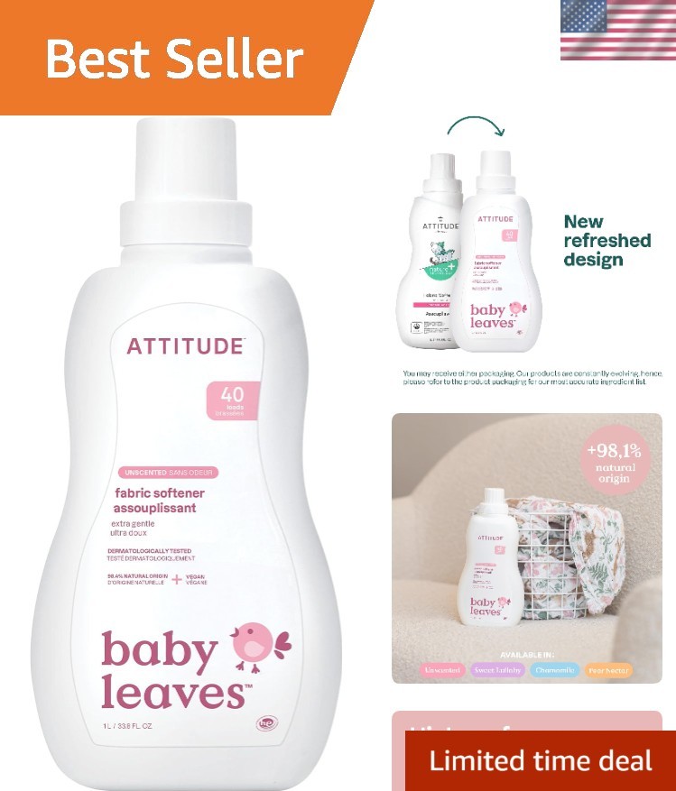 ATTITUDE Baby Fabric Softener, 1000ml – Gentle, , and Eco-Friendly Solution