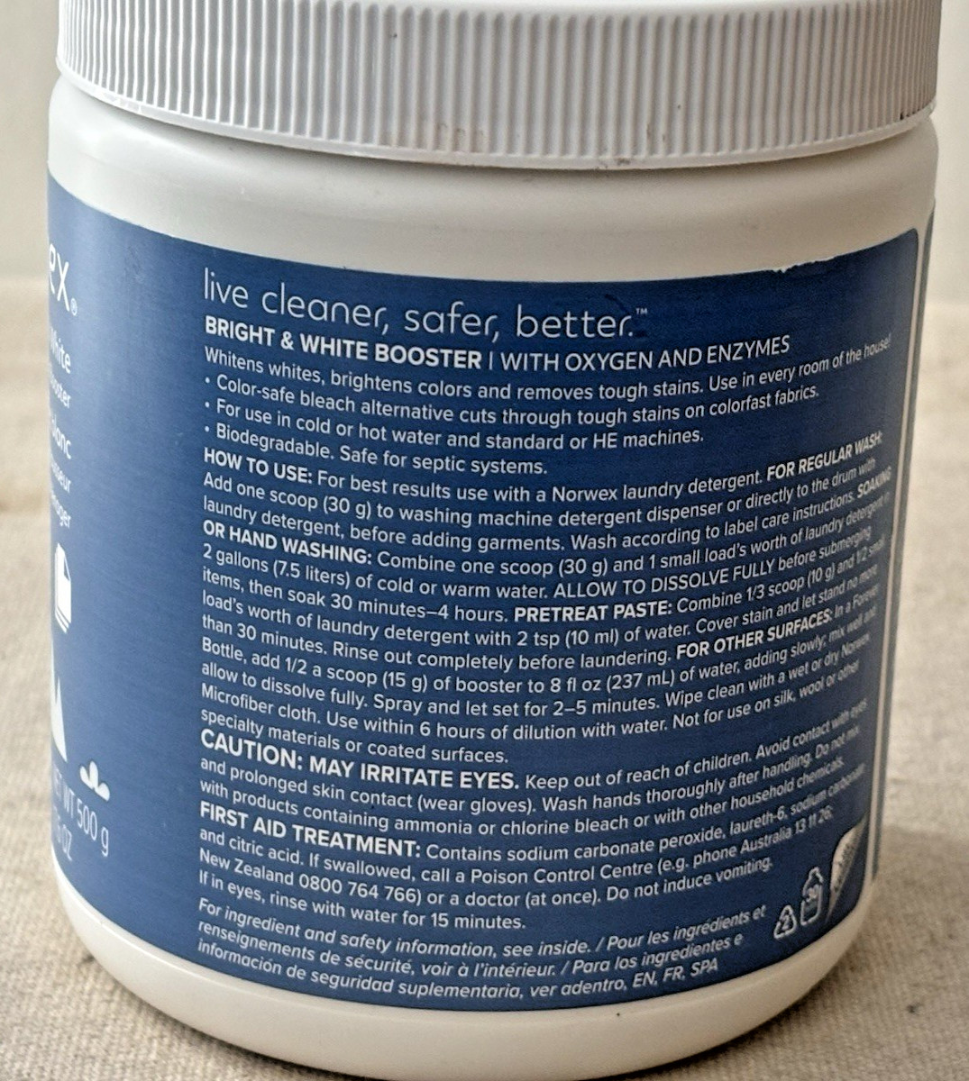NEW Sealed Norwex Bright & White Laundry & Home Booster 500 gr/17.6 oz