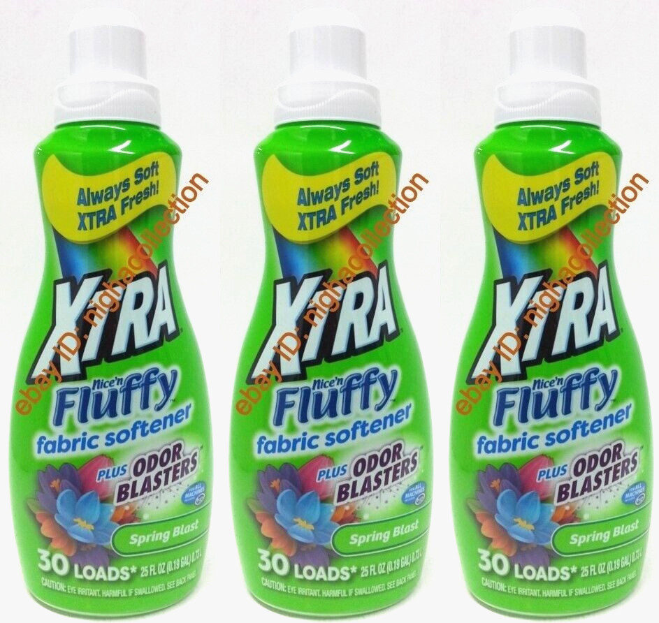 (LOT 3) xtranice’n Fluffy Liquid Fabric Softener Spring Blast 25 oz Ea =90 Loads