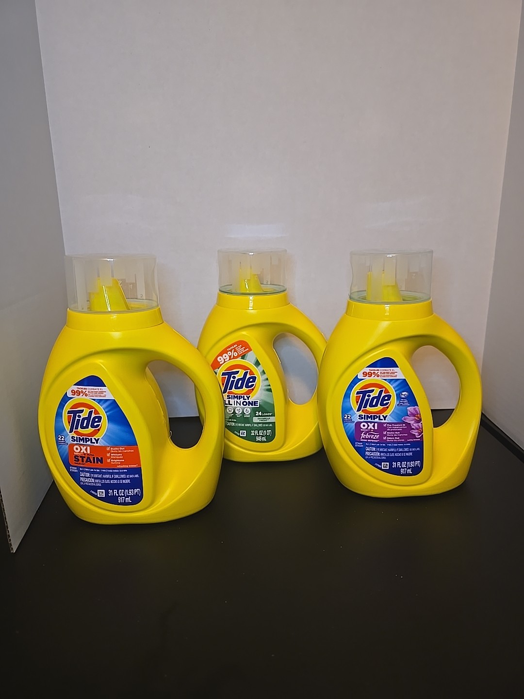 Tide Simply Laundry Detergent Pack of 3, Oxi Stain,All In One, And Oxi Febreze