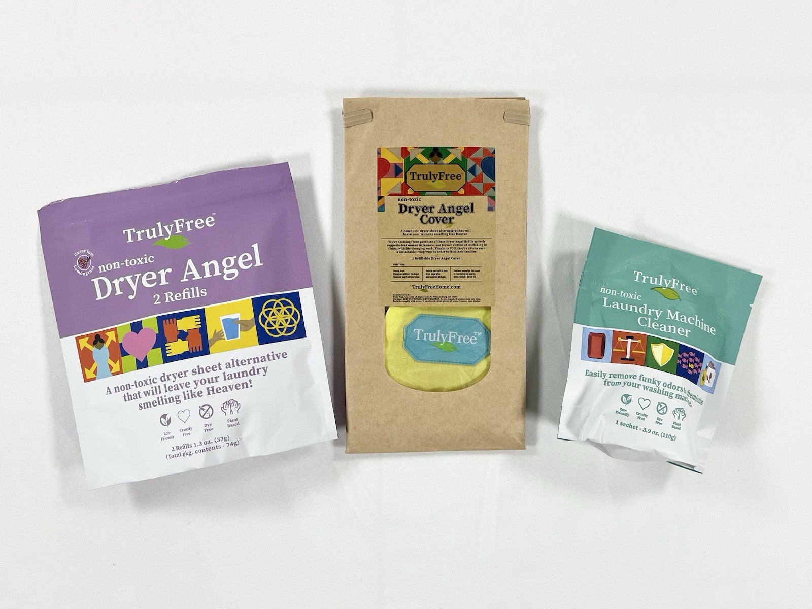 Truly Free Laundry Lot: Dryer Angel Cover, 2 Refills, Washer Cleaner