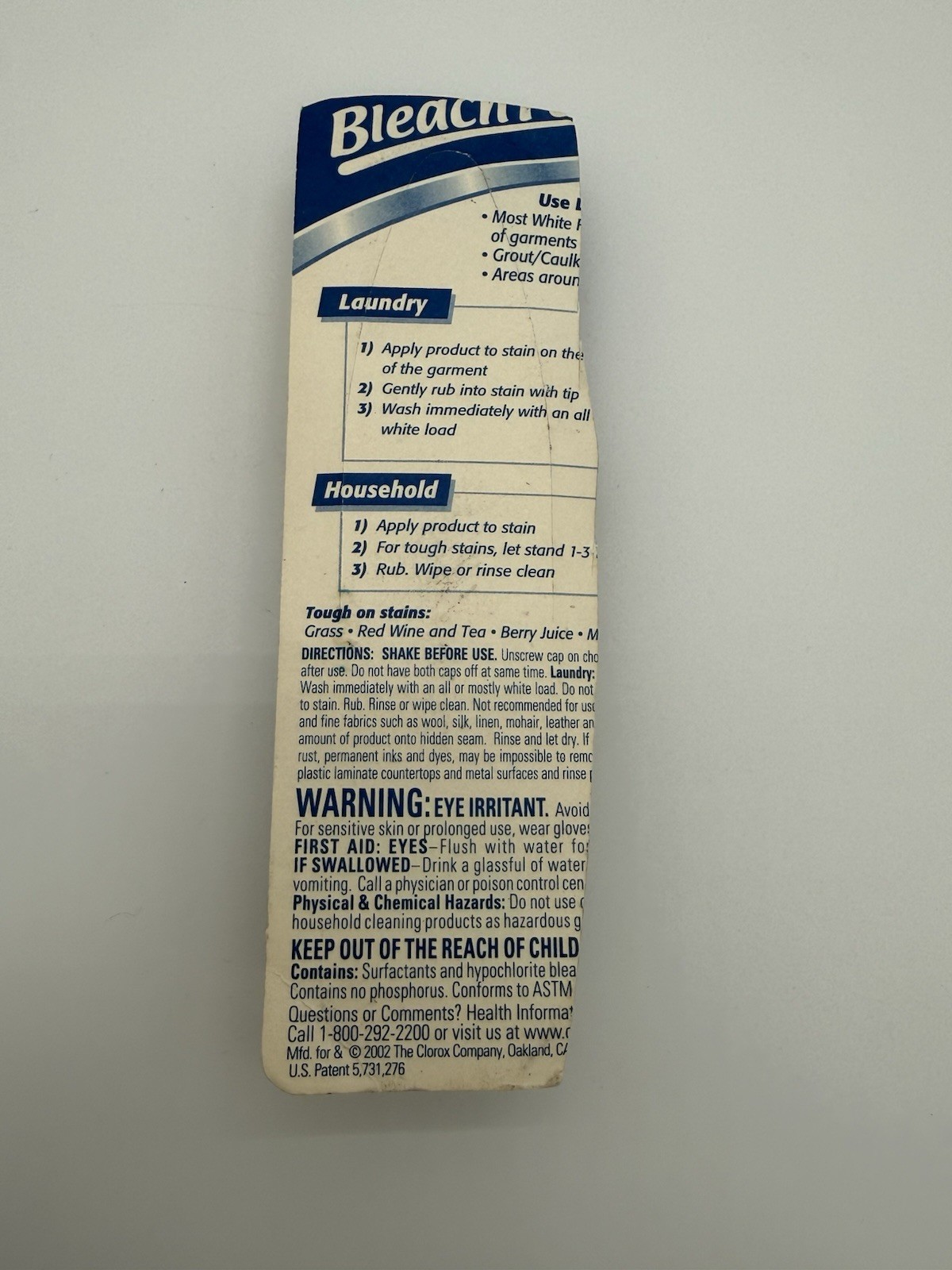 Clorox Bleach Pen Gel Dual Tipped 2 oz Discontinued 2002 NEW SEALED
