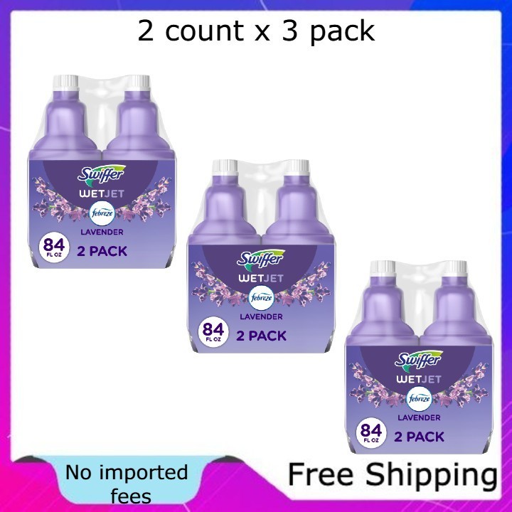 Swiffer Wet Jet Solution Refill, Lavender, 2 x 42.2 fl oz x 3 pack