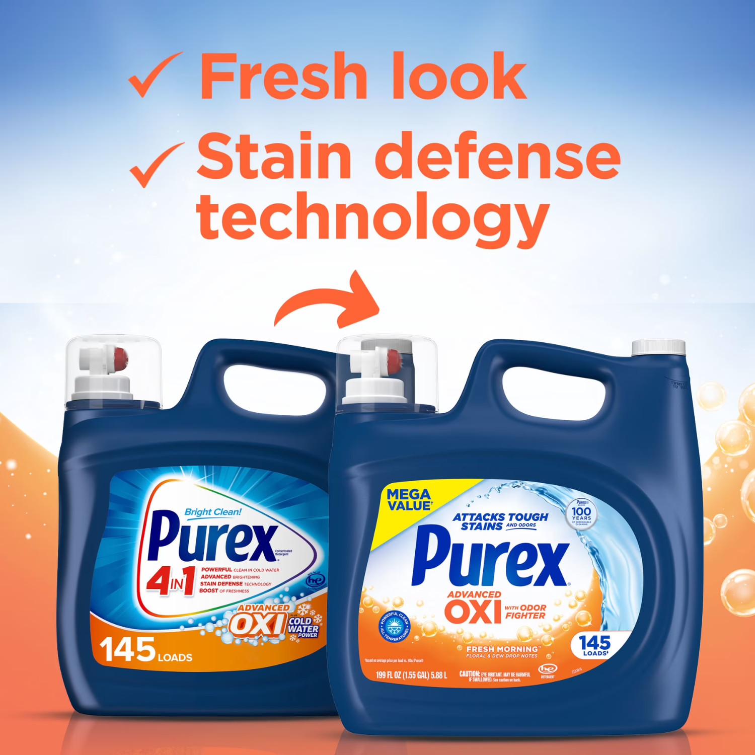Purex Advanced Oxi with Odor Fighter Liquid Detergent 199 fl oz 145 Loads