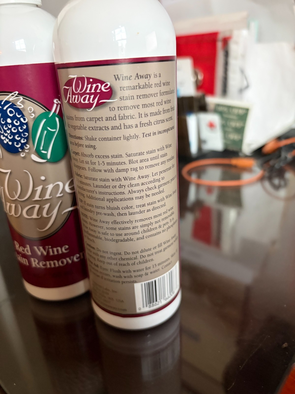 Wine Away Red Wine Stain Remover 12oz 2Pack Citrus Fabric Carpet & Laundry Spray