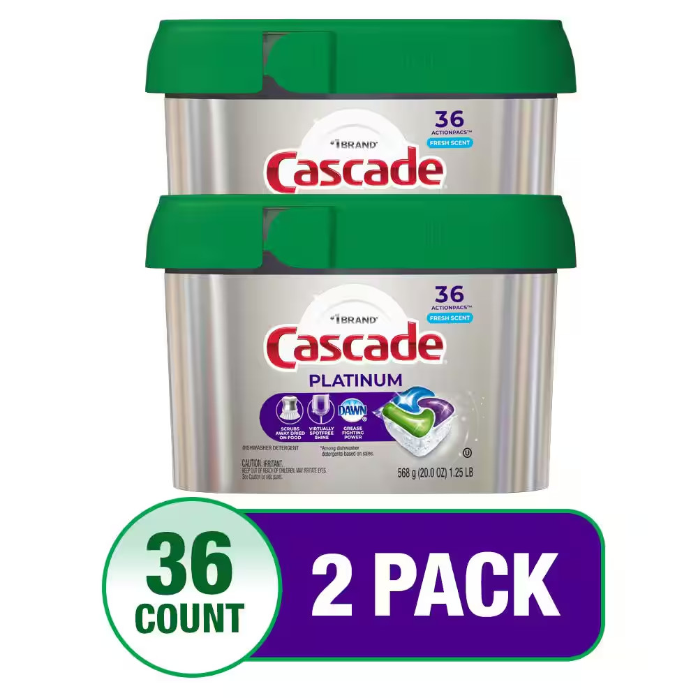 Platinum Actionpacs Fresh Scent Dishwasher Detergent with Dawn 36-Count (2-Pack)