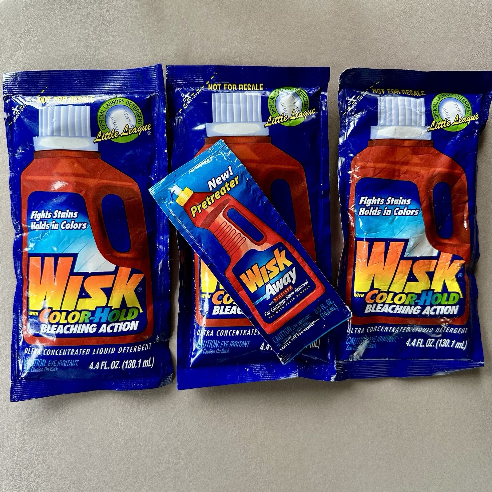 3x WISK Color Hold Action Detergent Packets + WISK Away Stain Remover Sample