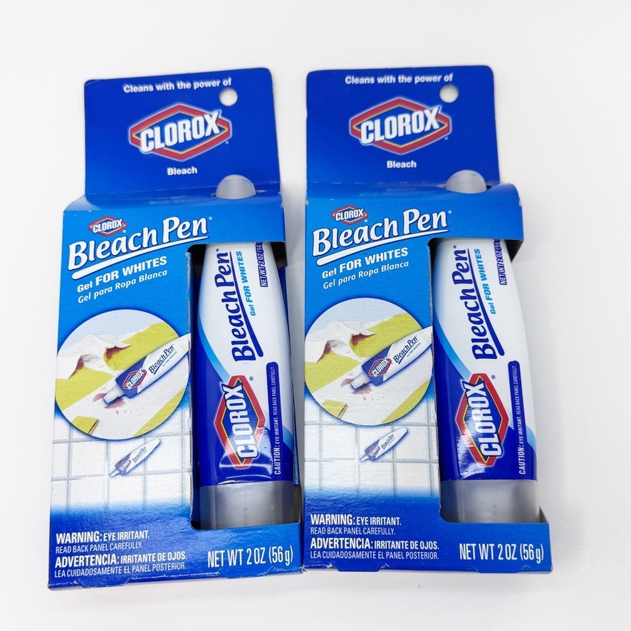 LOT 2 Clorox Bleach Pen Gel For Whites Dual Tipped 2 Oz Laundry Discontinued NEW