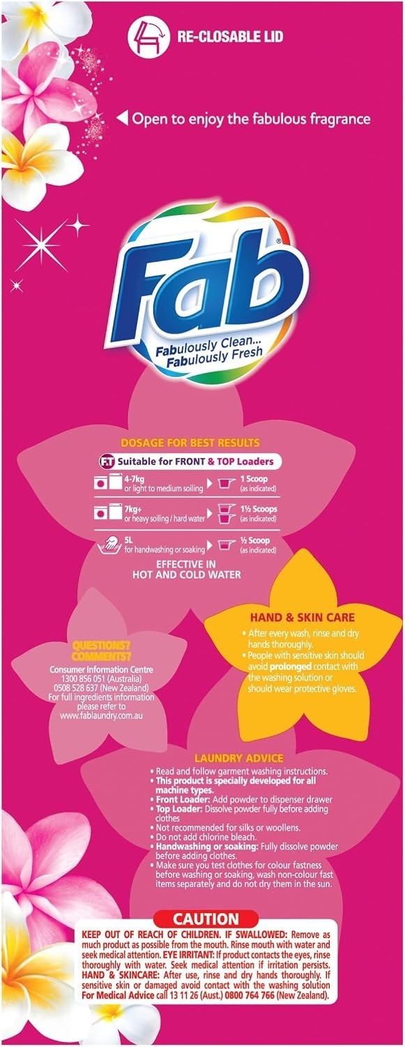 Fab Fresh Frangipani Laundry Powder Detergent 4Kg l AU FREE SHIPPING