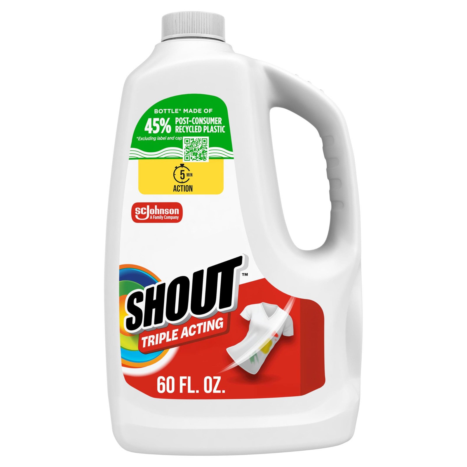 Shout Triple-Acting Laundry Stain Remover for 60 Fl Oz (Pack of 1), Multi