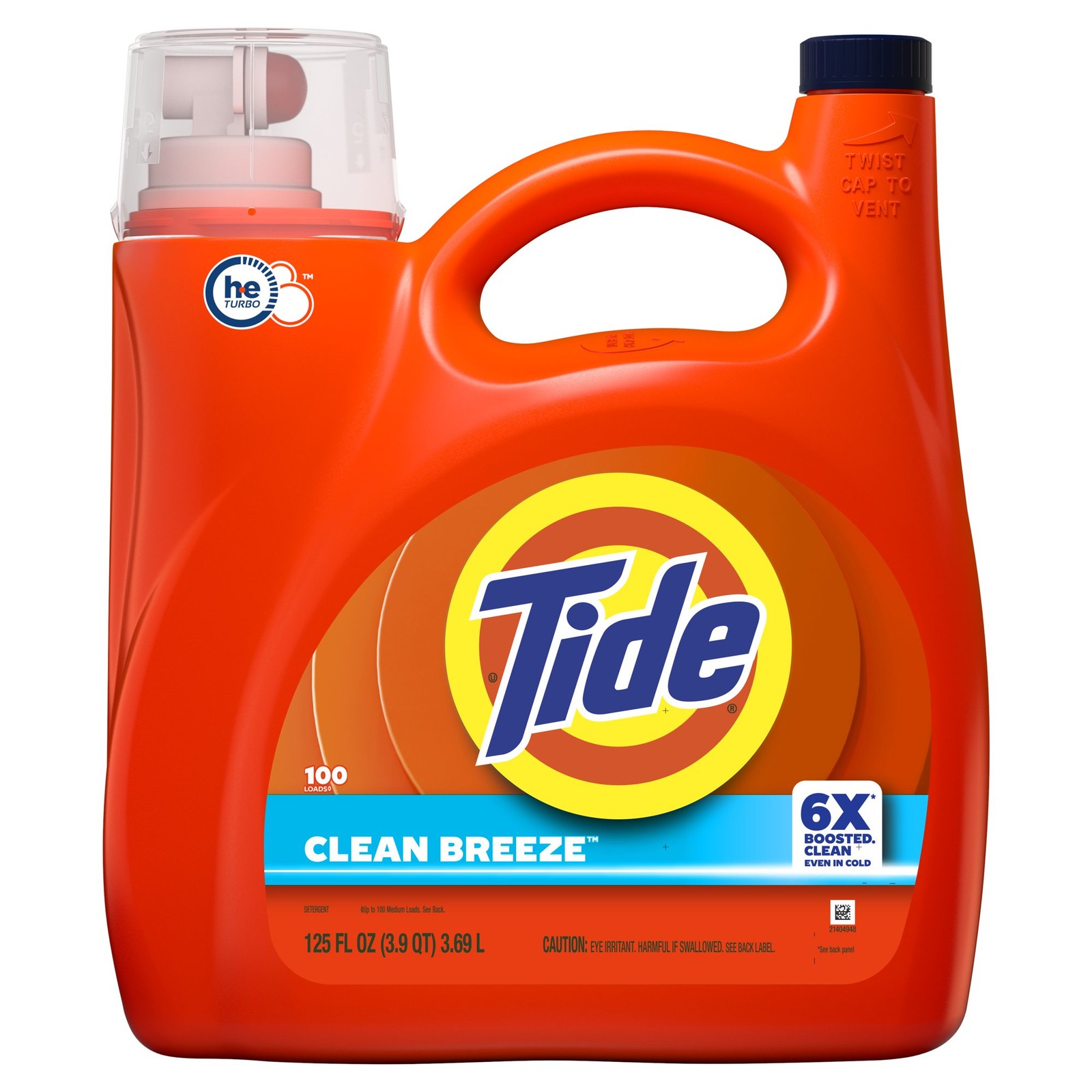 Tide Laundry Detergent Liquid with 6X Boosted Cleaning Power, Clean Breeze Scent