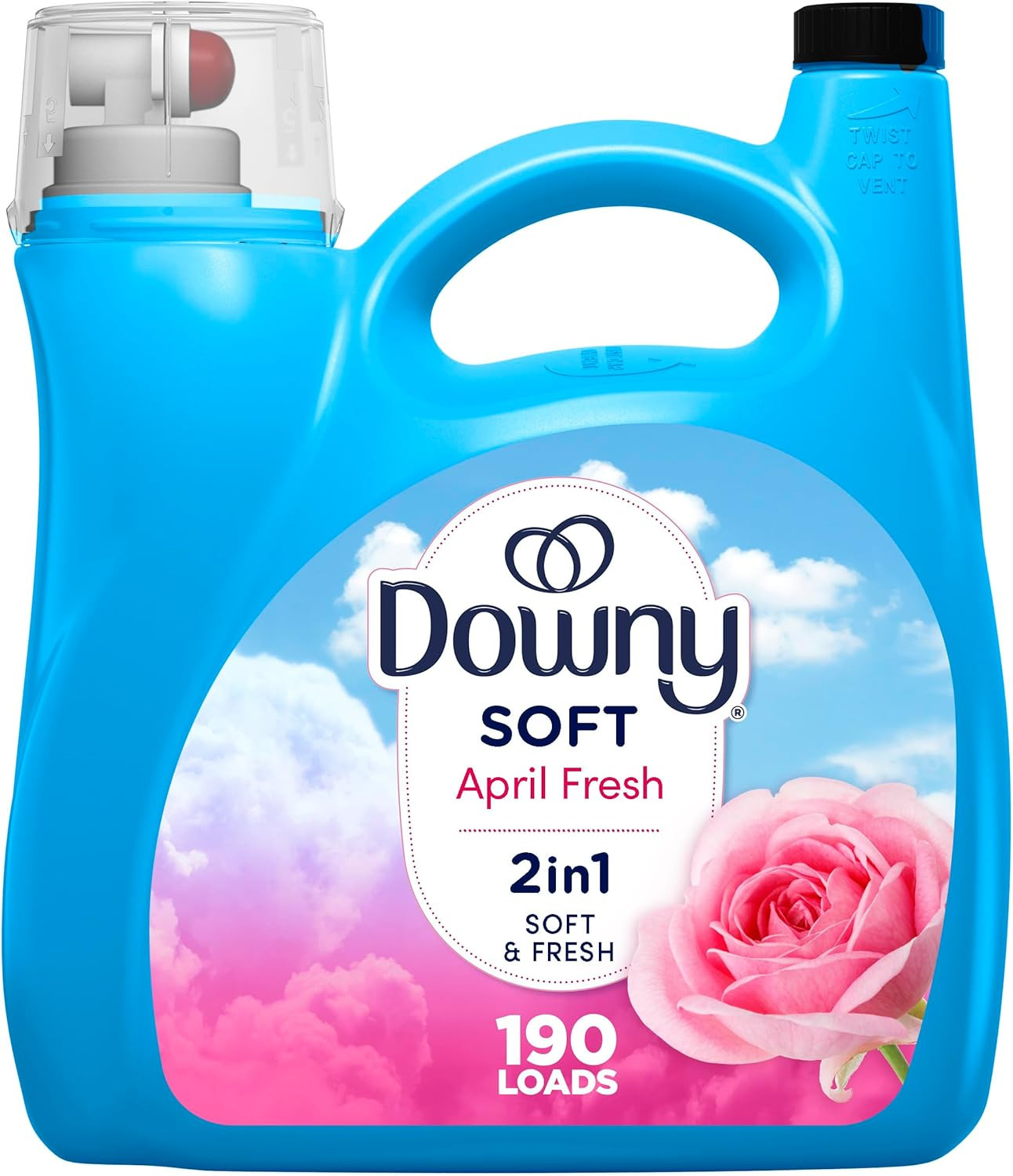 April Fresh 2-in-1 Liquid Fabric Softener, 140 Fl Oz, 190 Loads