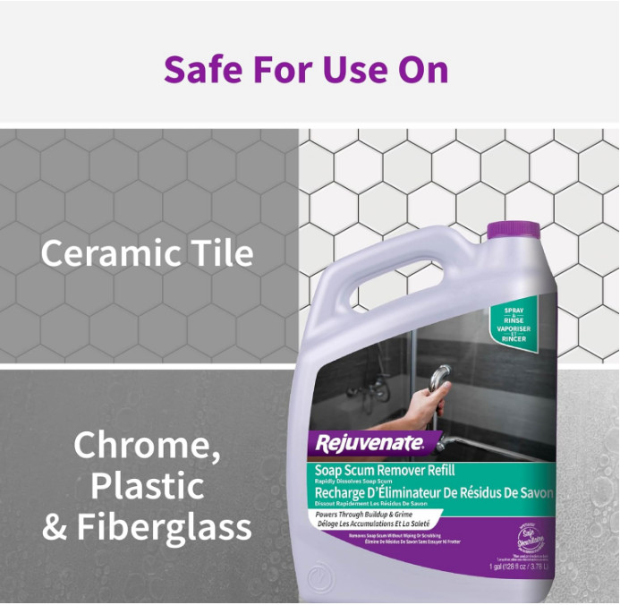 Rejuvenate Scrub Free Soap Scum Remover – Spray & Rinse for Streak-Free Finish