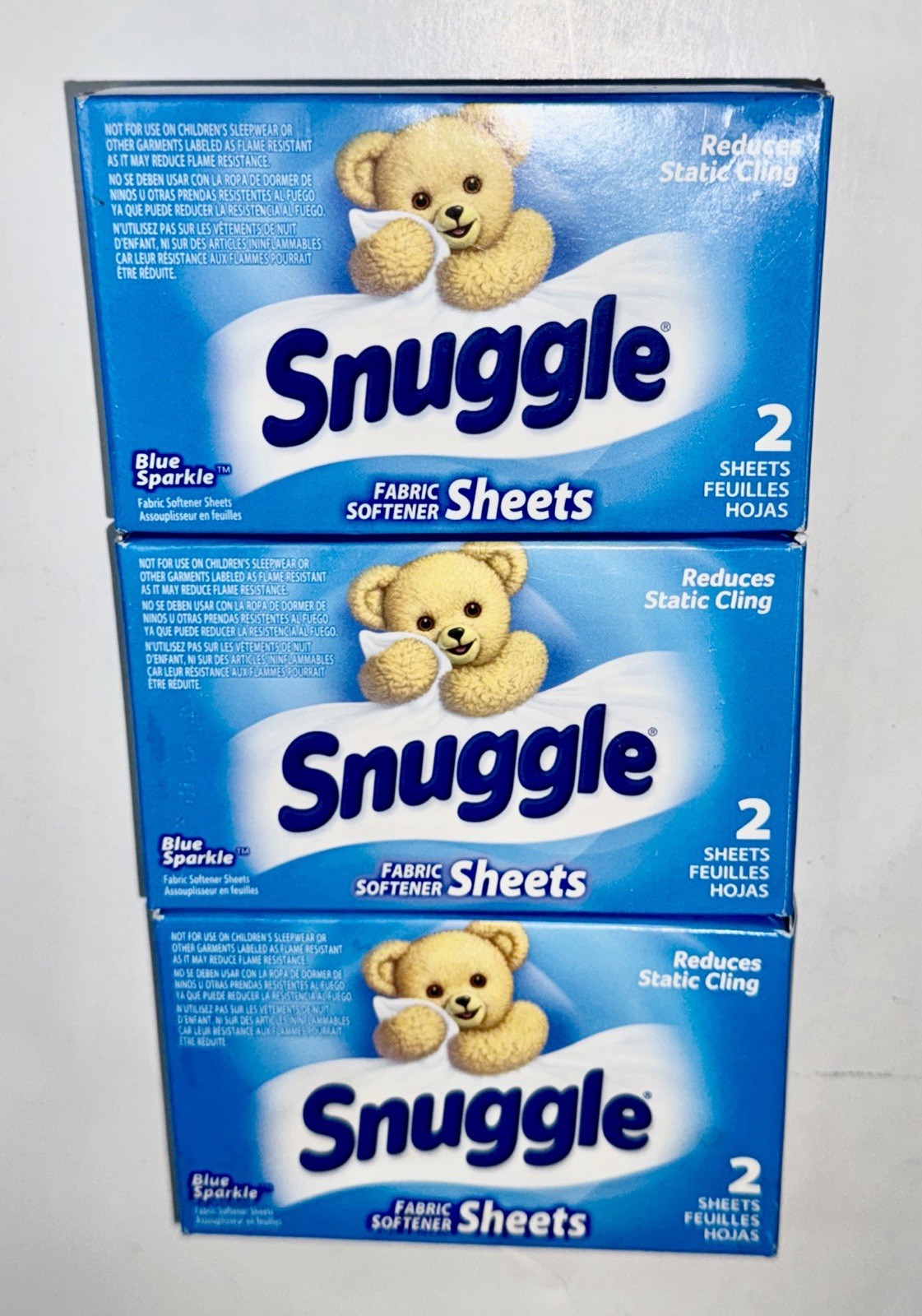 Snuggle Blue Sparkle Dryer Sheets VEN 2979929 Lot of 3 Boxes 2 Sheets Each Box