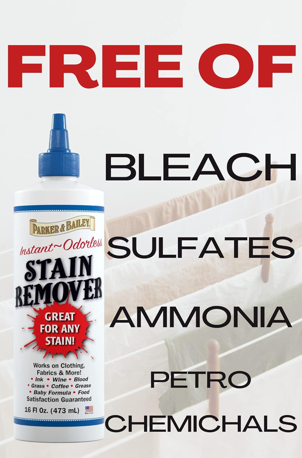 Parker and Bailey Stain Remover- Blood Stain Remover for Carpet, Clothes, Sheets