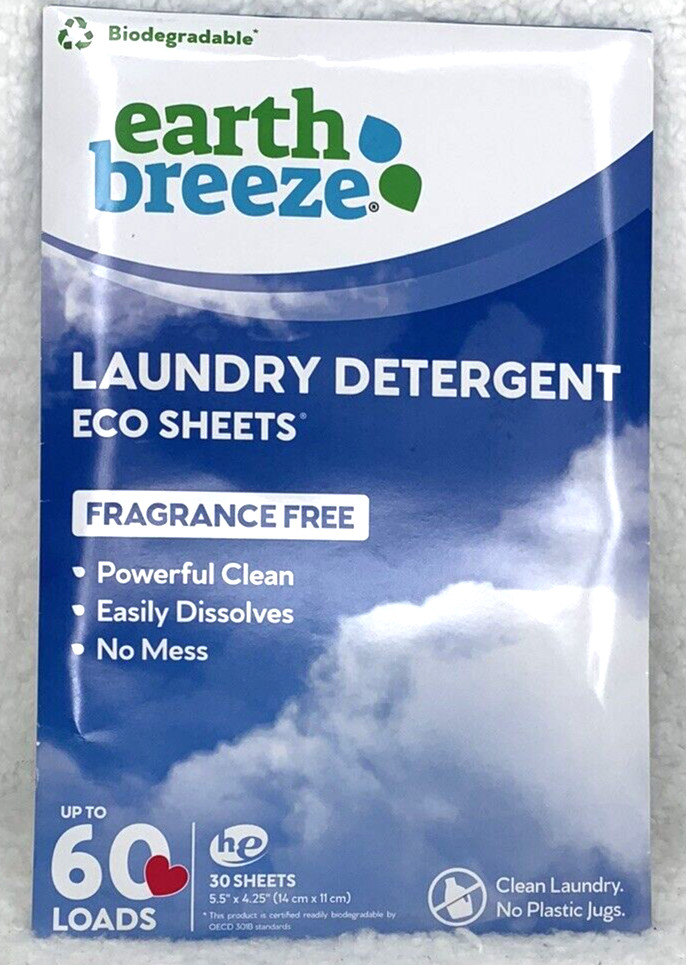 Earth Breeze Laundry Detergent Eco Sheets he 30 Sheets – 60 Loads Fragrance Free