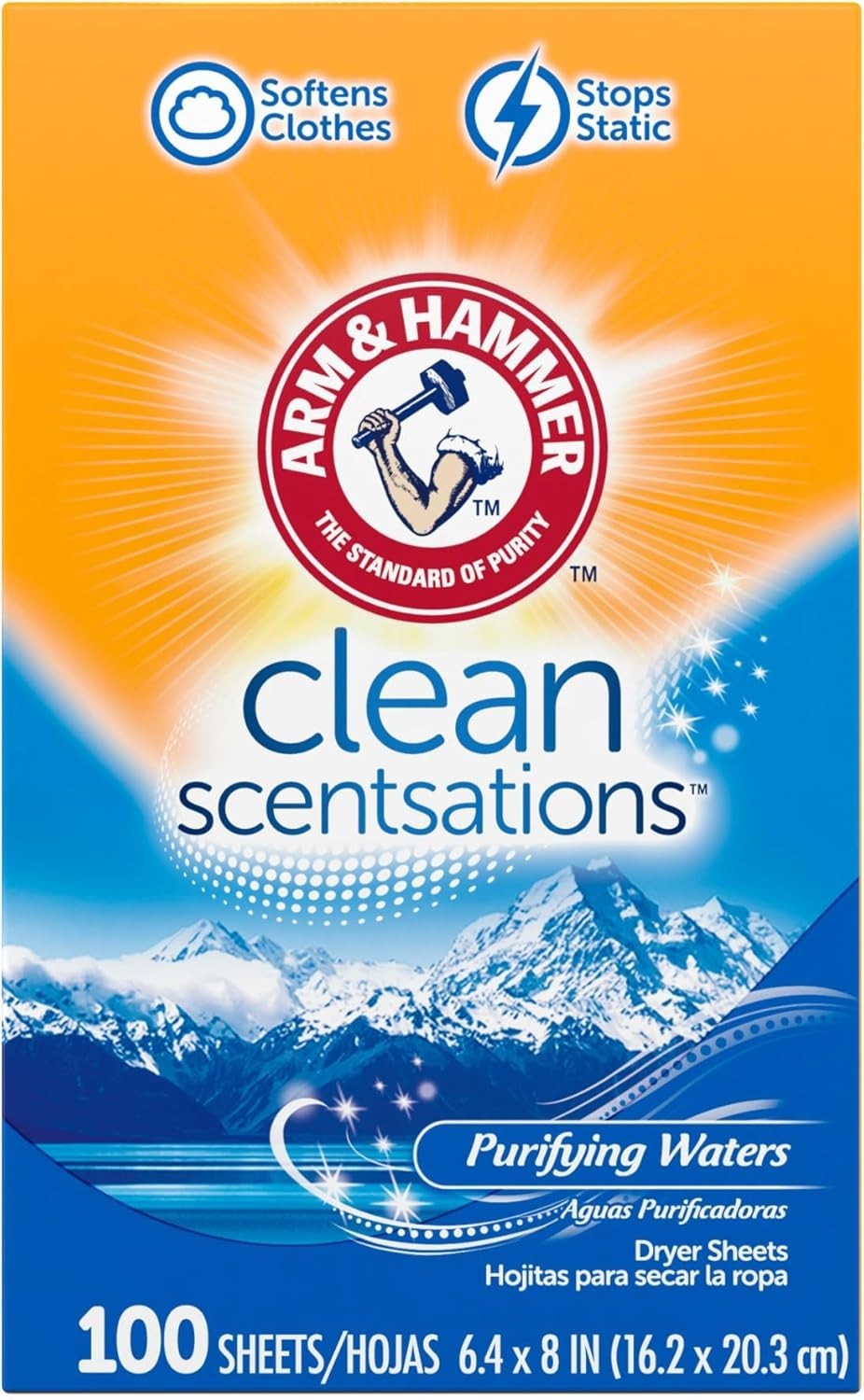 Fabric Softener Sheets, 100 sheets, Purifying Waters