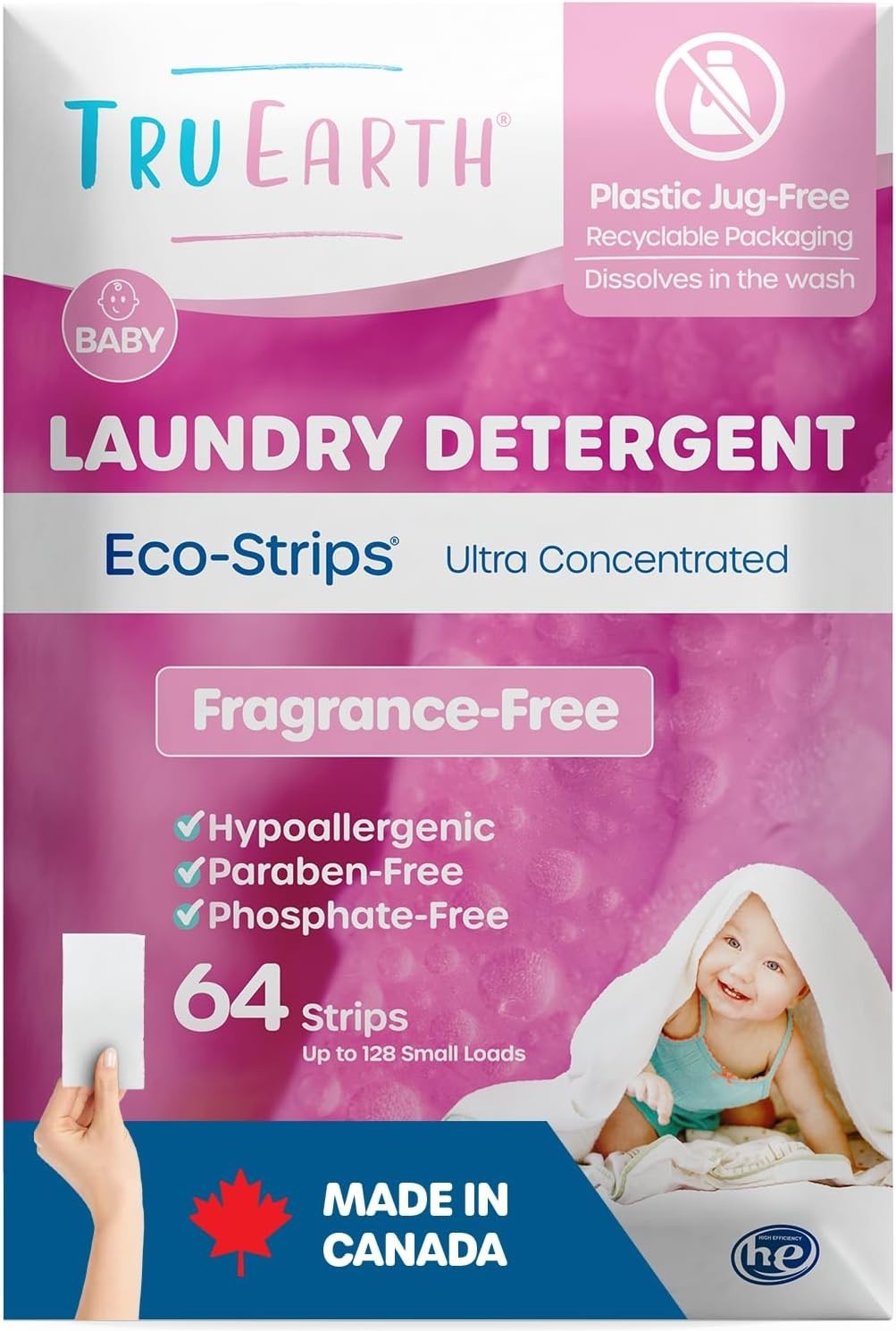 64 Count Hypoallergenic Baby Laundry Detergent Sheets – Fragrance Free Care