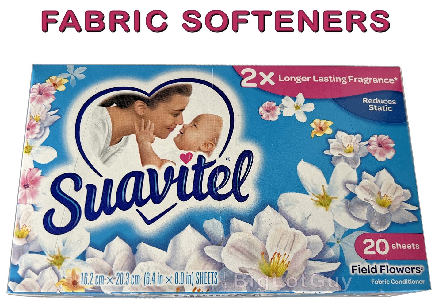 SUAVITEL Fabric Softener Field Flowers 20 Fragrant Laundry Sheets Fights Odor