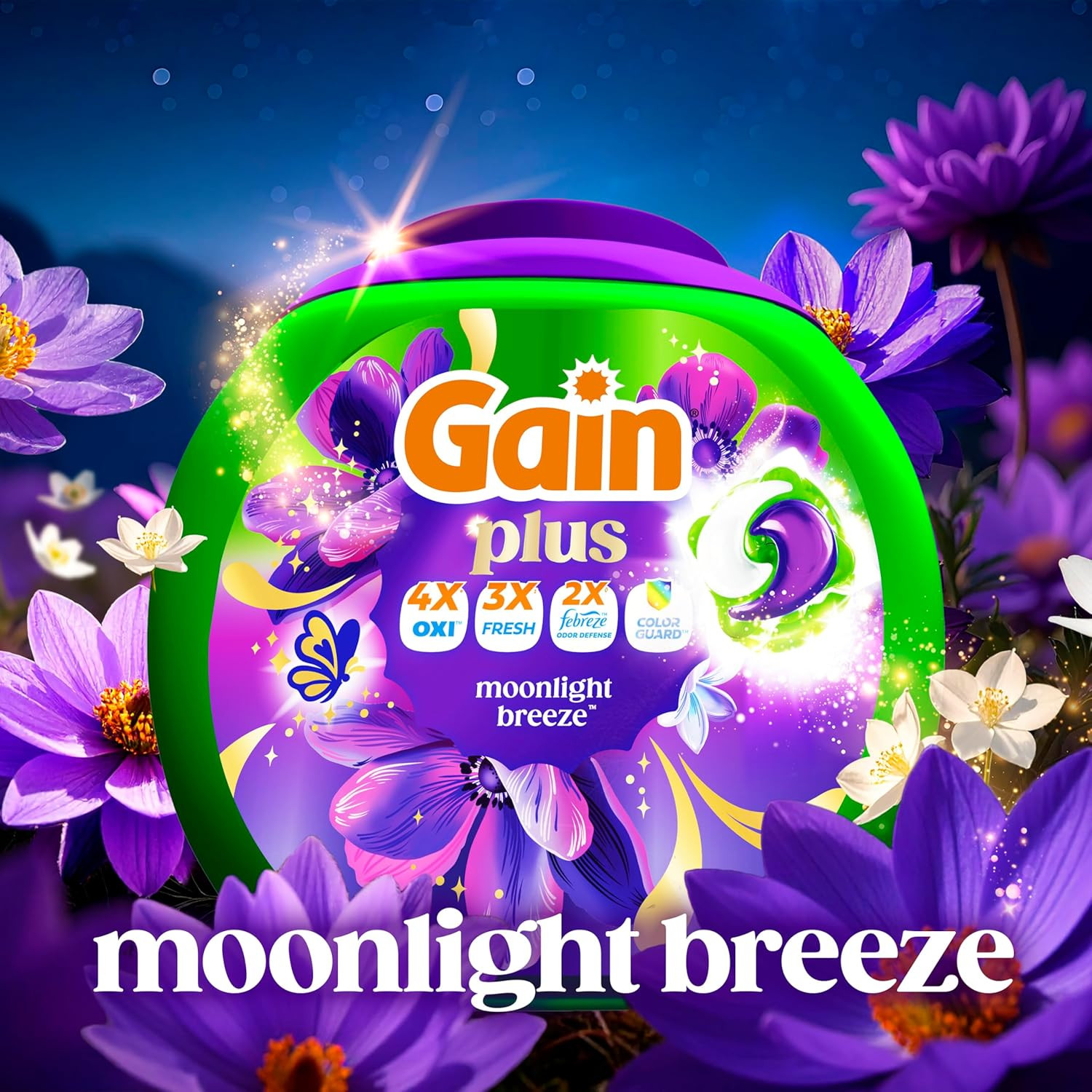 plus Flings Liquid Laundry Detergent Pods, ‘S Best Clean, All-In-One Pacs, Moonl