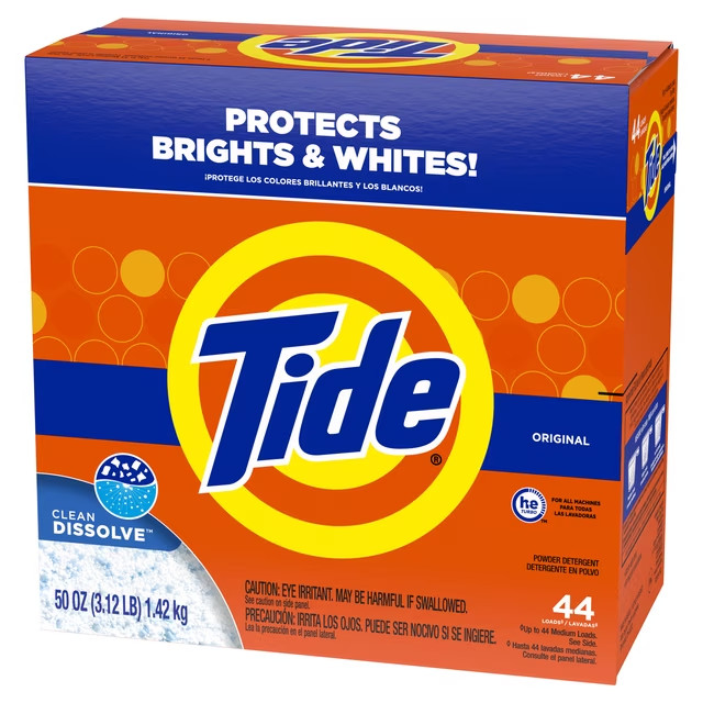Tide Powder Laundry Detergent, Original Fragrance, 50 oz, Cleans 44 Loads