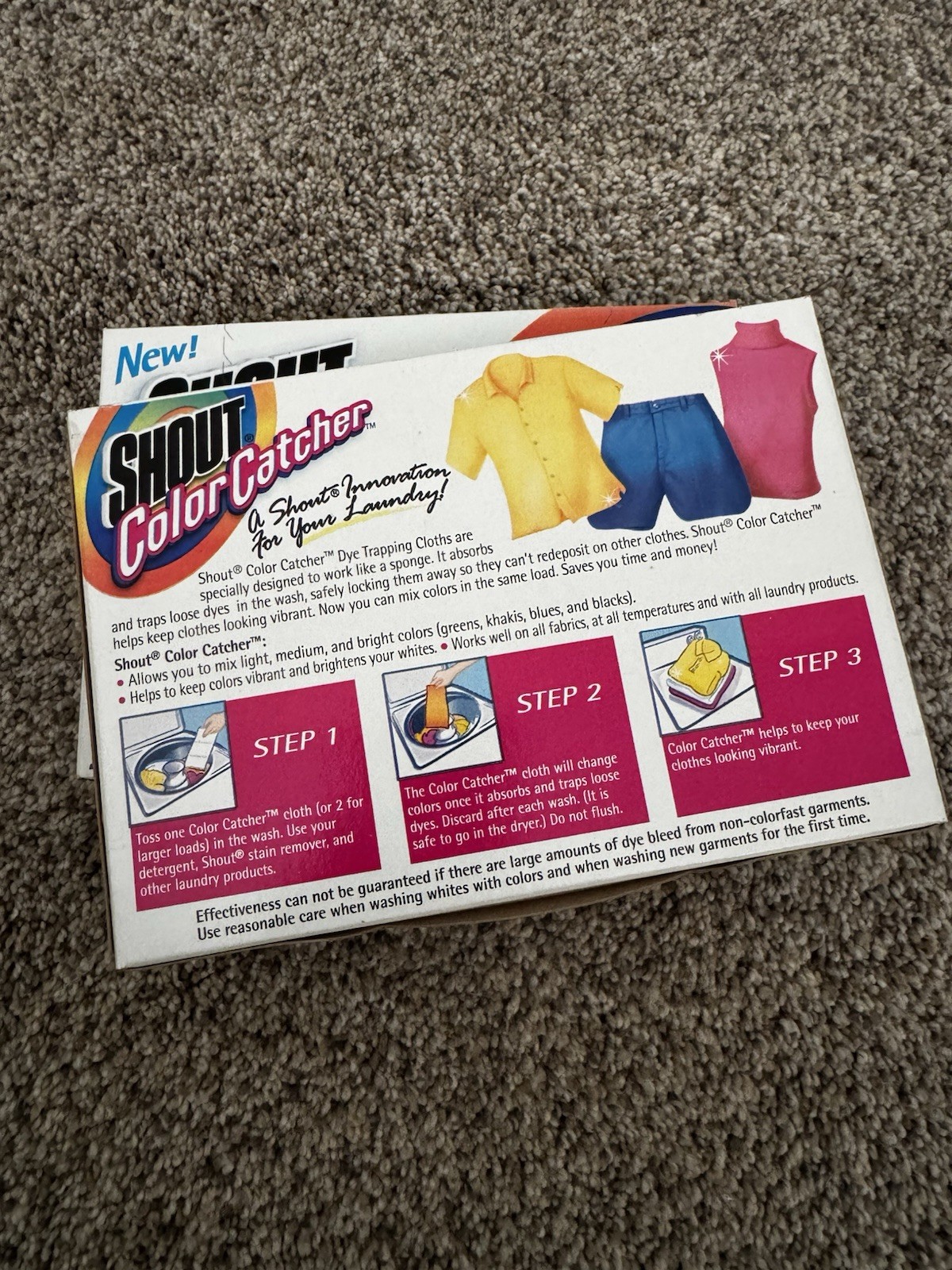 2-Shout Color Catcher, Laundry Dye-Trapping Sheets, 24 Sheets Vtg 2002 New