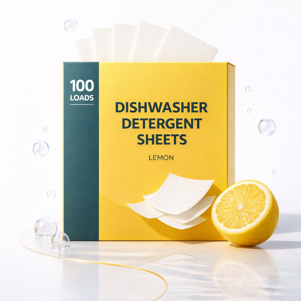 Dishwasher Detergent Sheets Unscented | 100 Sheets Biodegradable Non‑Woven