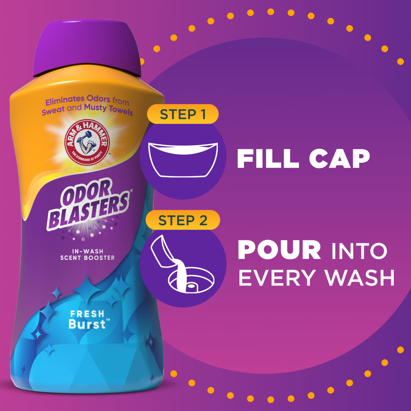 4 pack ARM & HAMMER Odor Blasters In-Wash Scent Booster Fresh Burst Scent 45 Oz