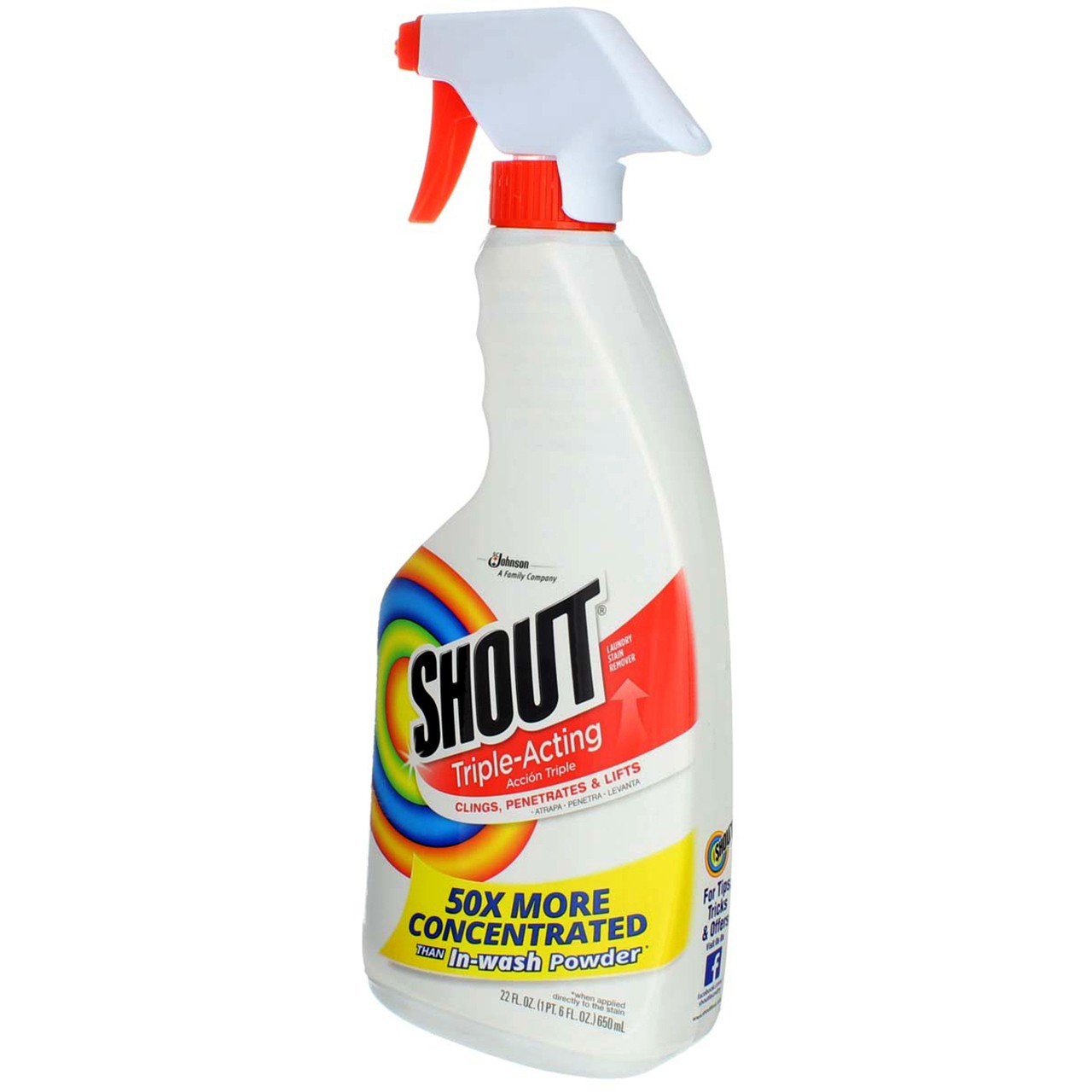 4 Pack Shout Triple-Acting Laundry Stain Remover Spray, 22 fl oz