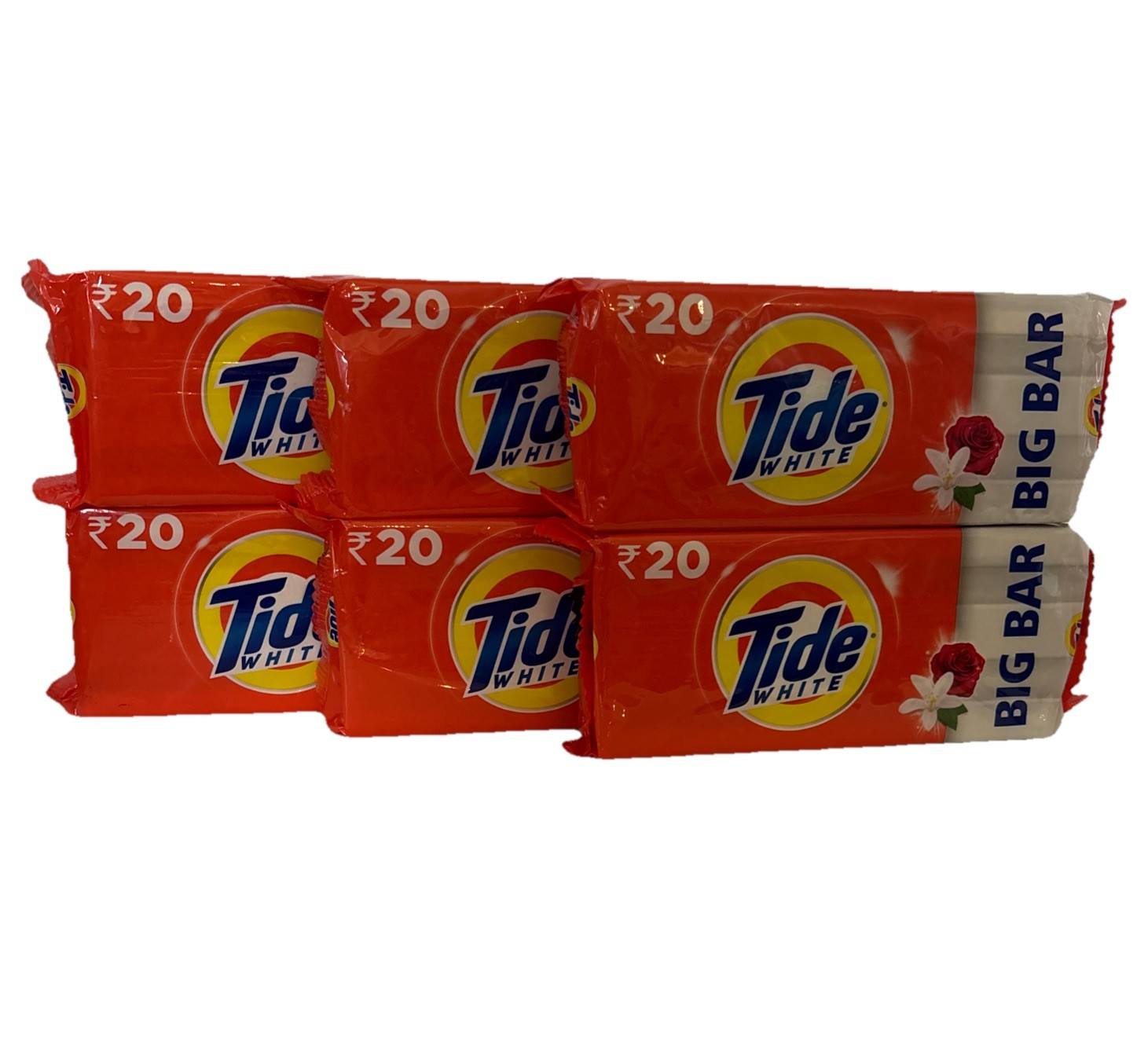 6 Tide White Laundry Big Bar Soap Rose Jasmine Full Deep Clean 250 g Detergent