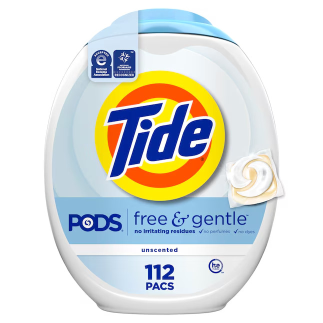 Tide Pods Free and Gentle Unscented HE Laundry Detergent 112 Loads 112ct
