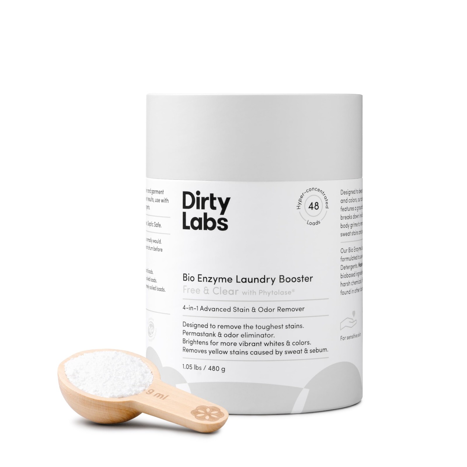 Scent-Free Bio Enzyme Laundry Booster for Stain & Odor Removal, 48 Loads