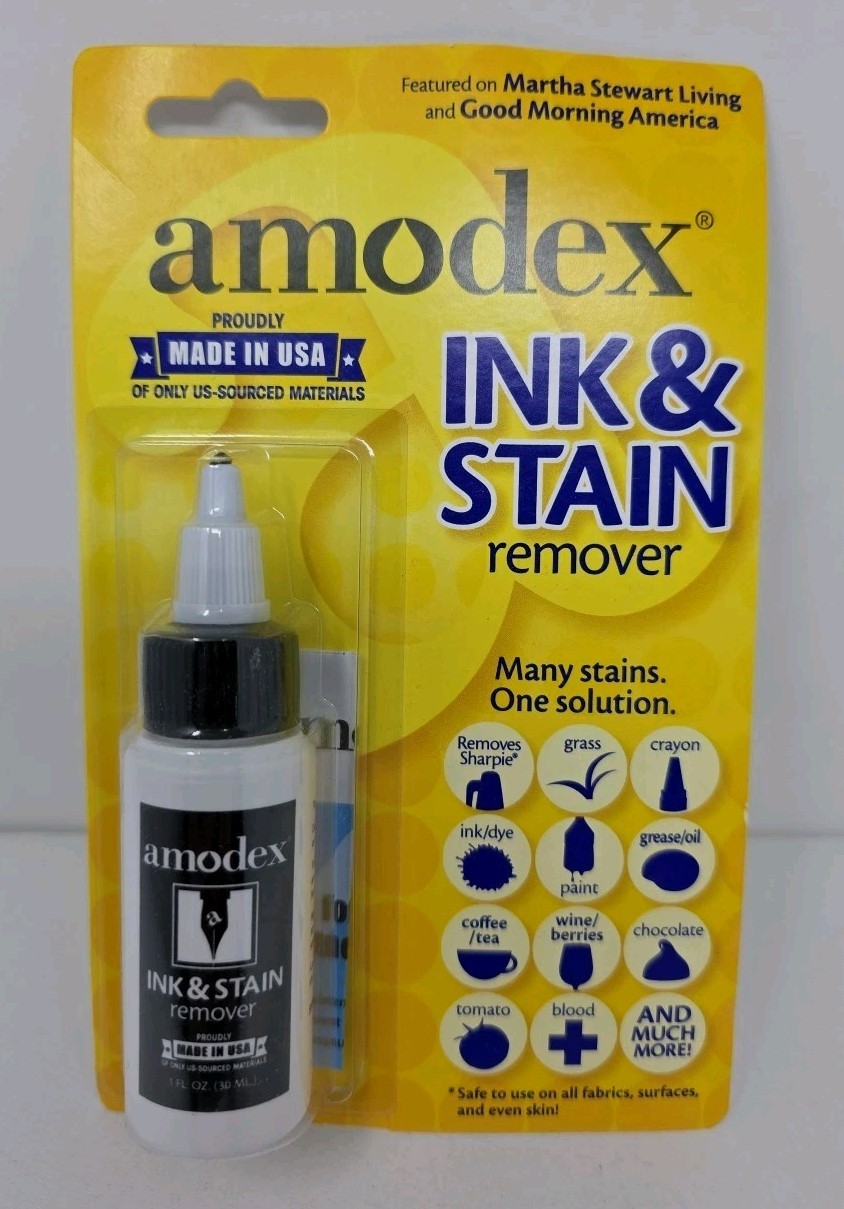 Amodex Non-Toxic Ink and Stain Remover Made In USA – 1 Oz. (30 mL) NEW