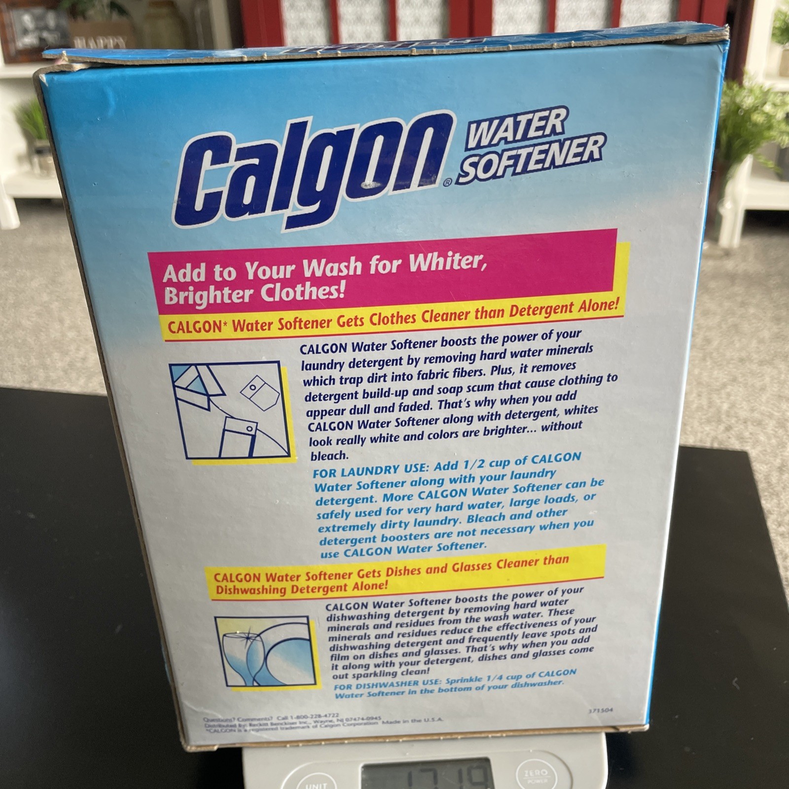 Calgon Water Softener Powder Box Rare Big Box 4 Lbs 64 Oz- Weighs 58.1 Oz