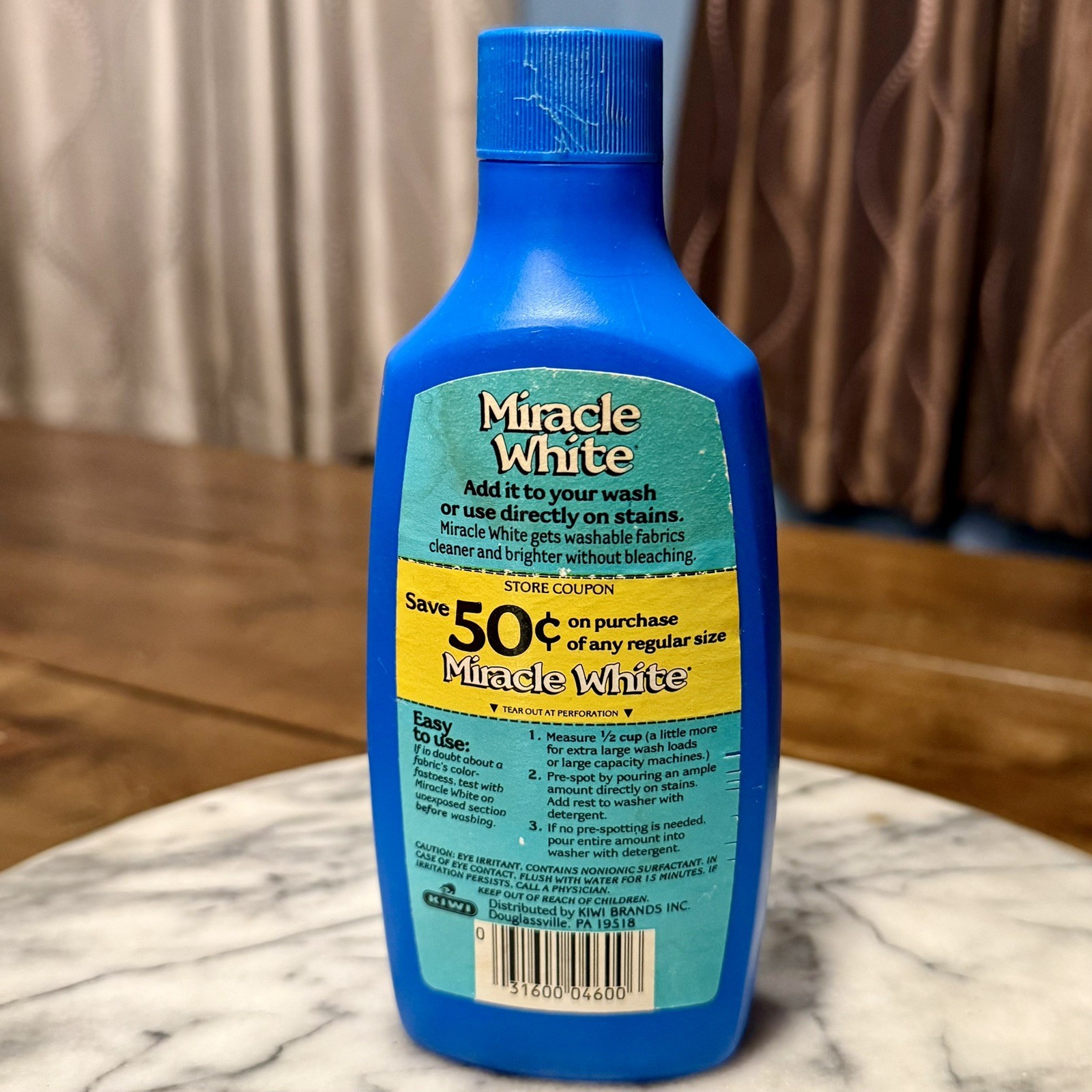 FULL Vintage 1970s 1980s MIRACLE WHITE Liquid Laundry Detergent Booster 8fl oz