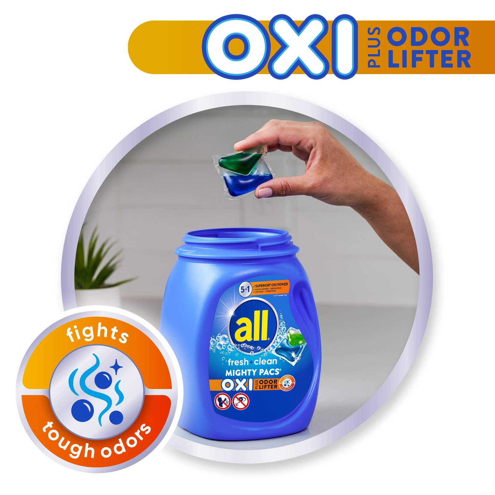 Pacs De Detergente Para Ropa Oxi Fresh Clean 60 Unidades Aroma Fresco