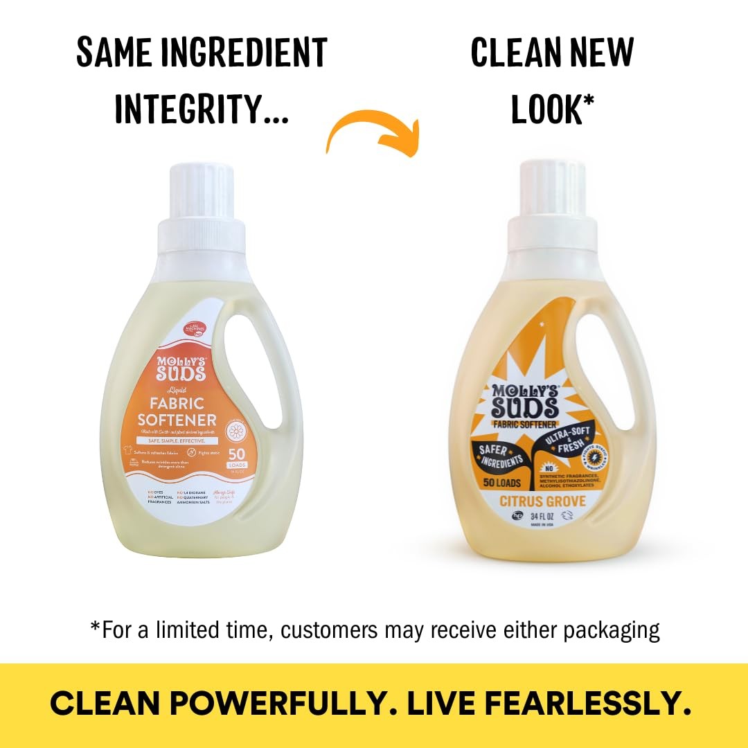 Fabric Softener for Sensitive Skin | Vinegar-Powered | Citrus Grove, 50 Loads