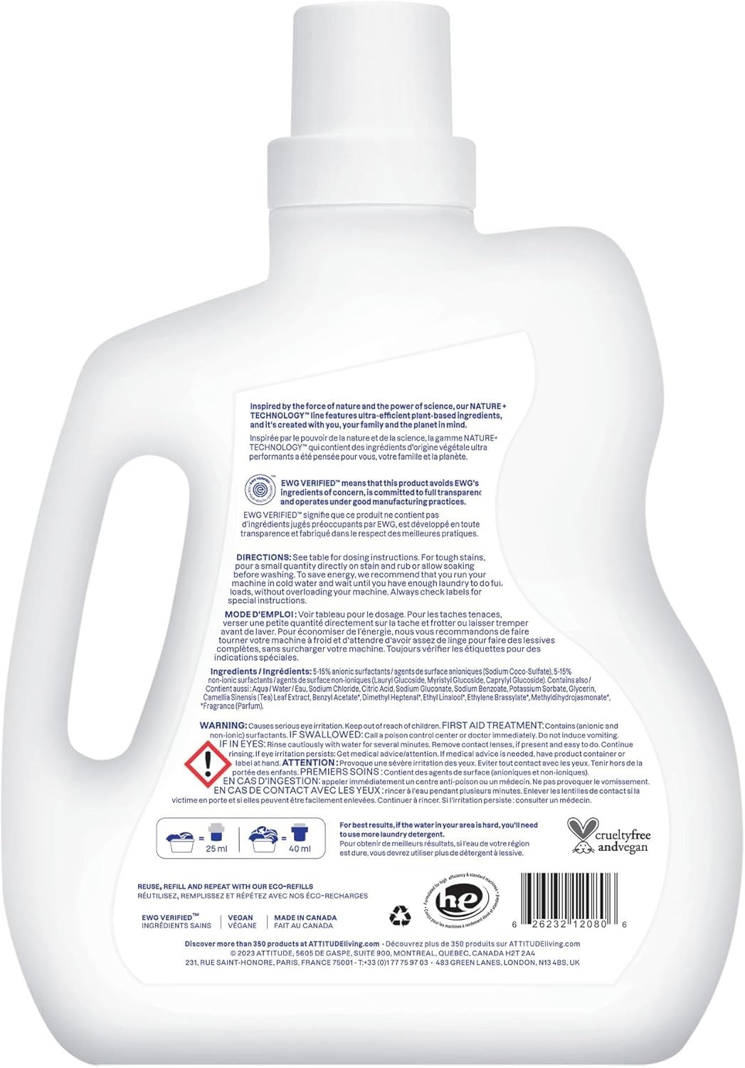 Liquid Laundry Detergent, EWG Verified, HE Compatible, Plant-Based & , Natura…
