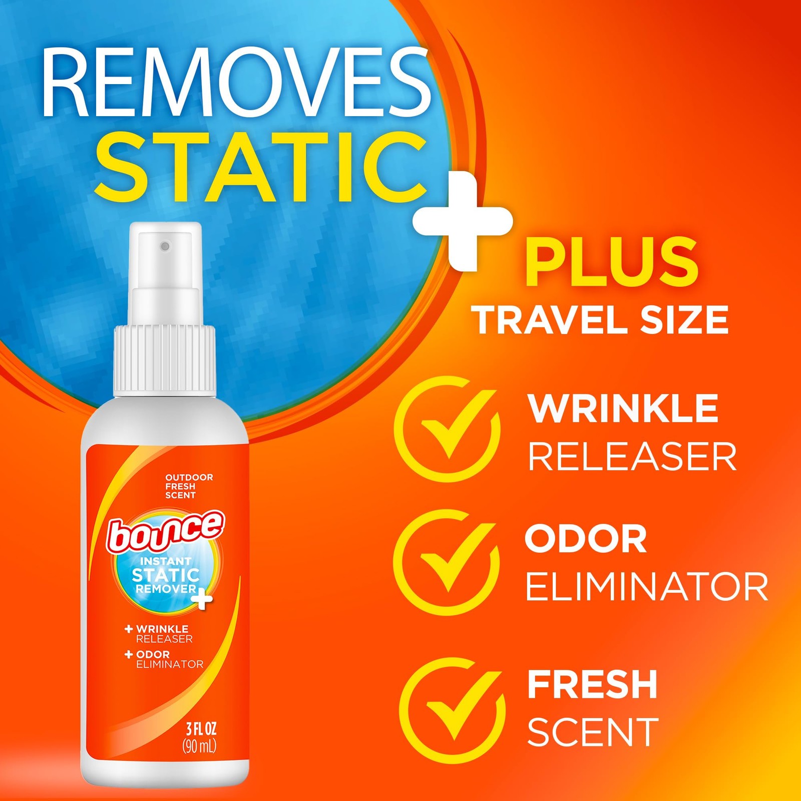 Bounce Anti Static Spray, 3 in 1 & Instant 3 Ounce (Pack of 1)