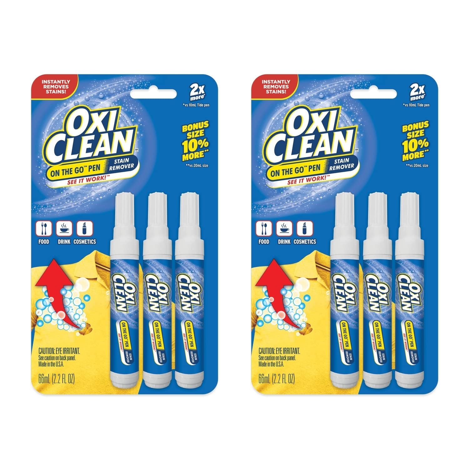 OxiClean On The Go Stain Remover Pen, Instant Stain Removal Stick, 6 Count