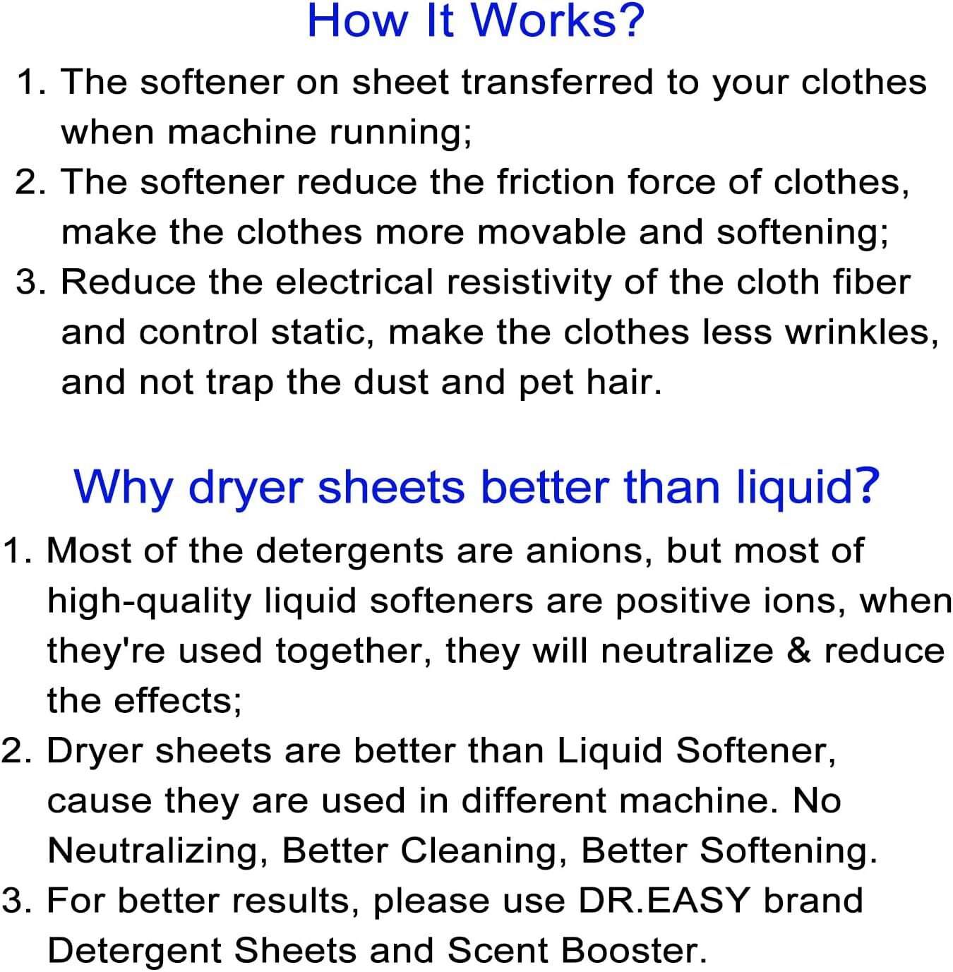 DR.EASY Dryer Sheets Plant Based Formula 252 Ct Fabric Softener Sheets for Laund