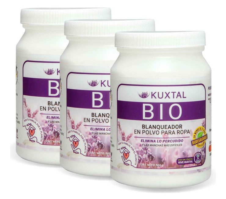 3Pack Blanqueador En Polvo Biodegradable KUXTAL 500g / bleaching powder