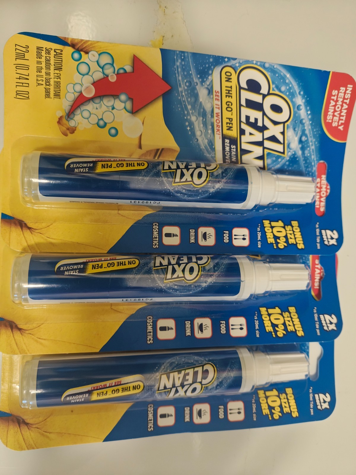 OxiClean On The Go Pen Stain Remover 3 Pack – BONUS SIZE 10% MORE!!! 66ml