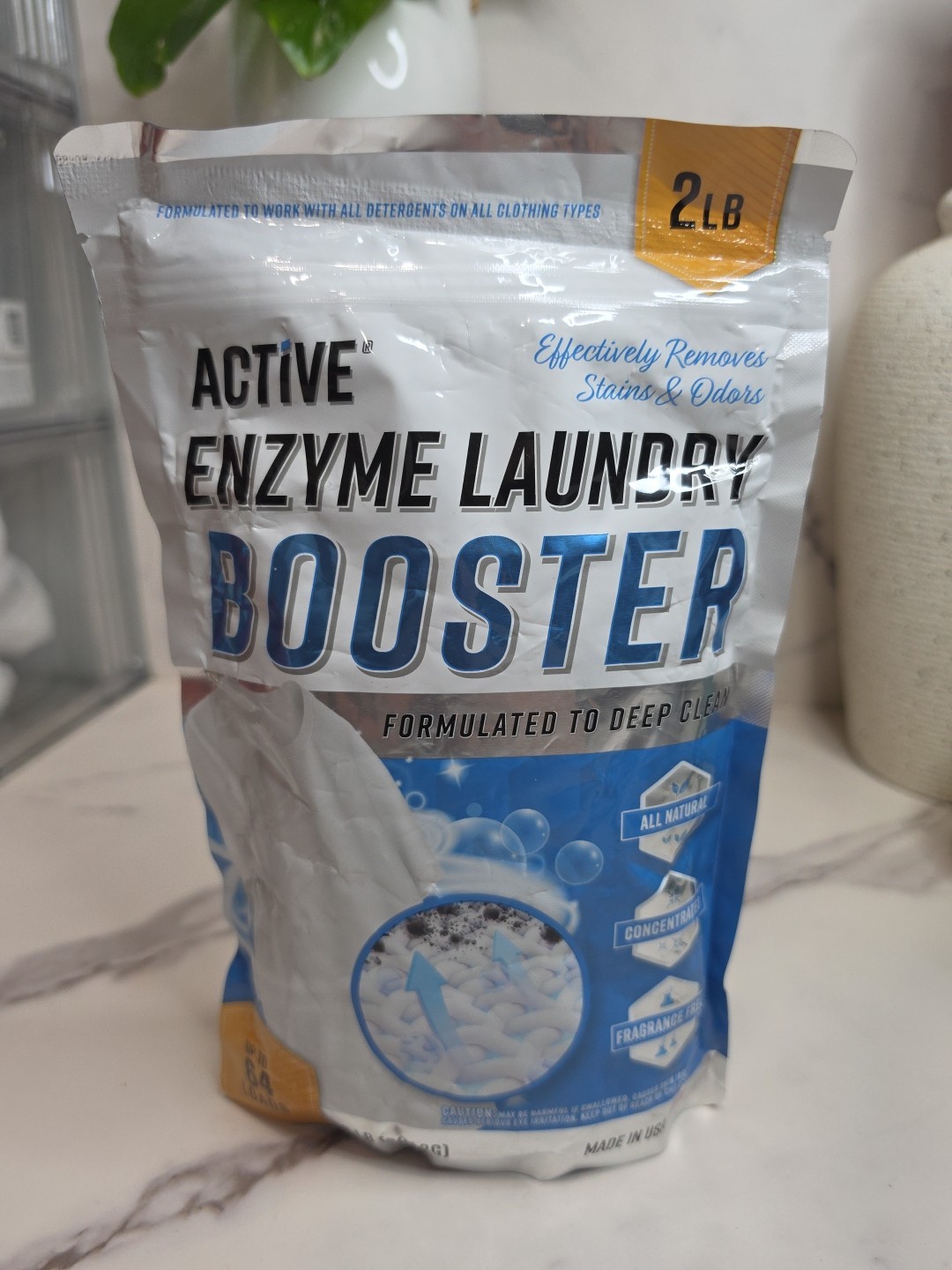 Enzyme Laundry Booster Odor Remover – 2 Lbs Unscented Enzymatic Clothes Stain