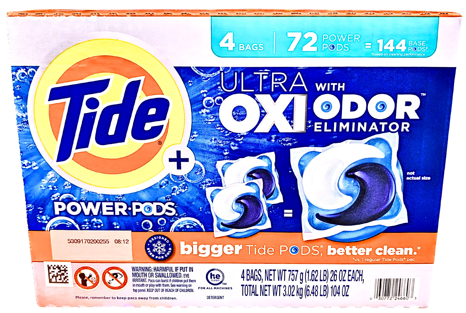 Tide Power PODS + Ultra OXI Laundry Detergent Pacs Original 72 Count