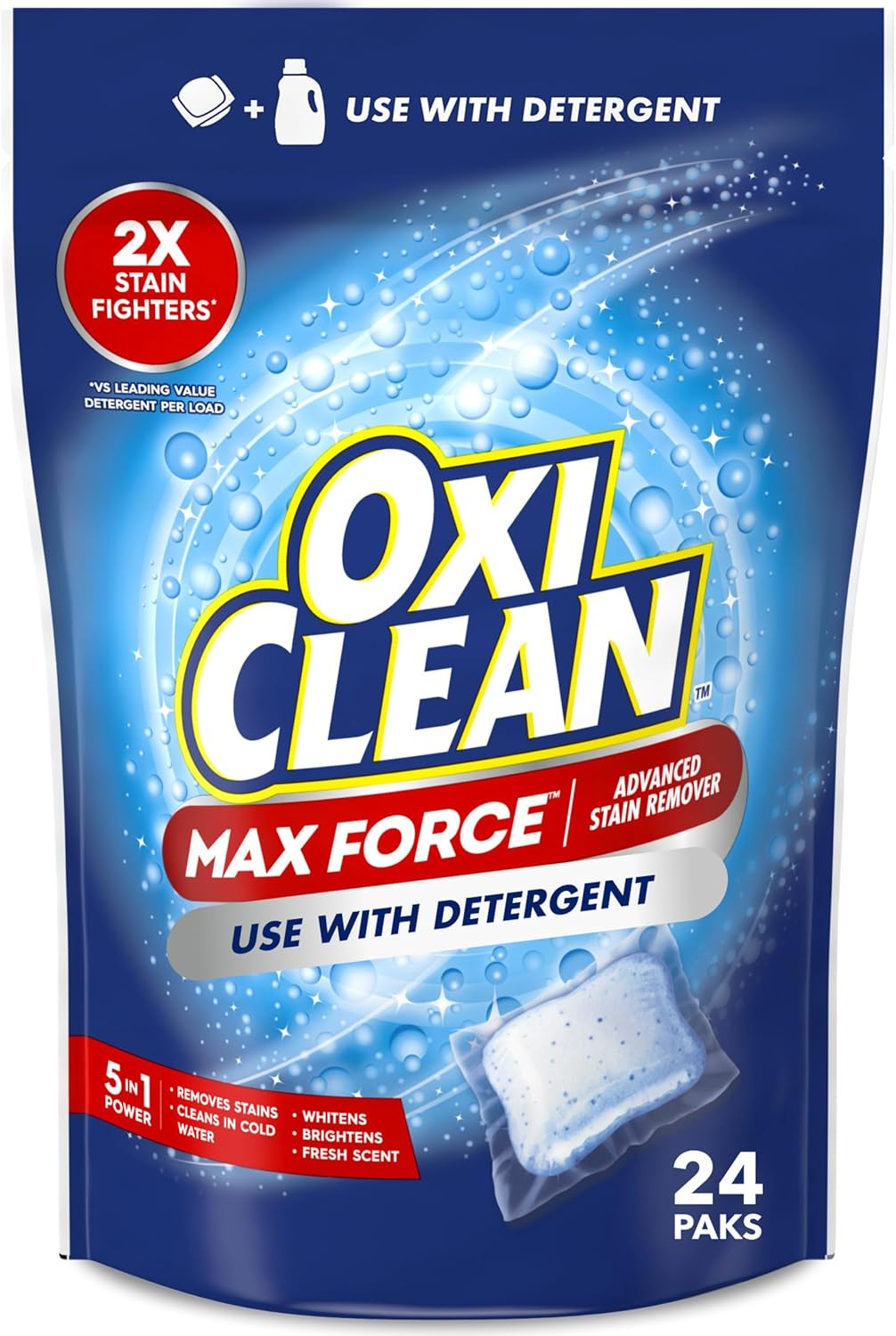Max Force Advanced Stain Remover Power Paks, Color-Safe, Bleach-Free Kids and Ba